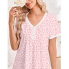 image:imageEkouaer Nightgowns for Women Cotton Night Gowns Short Sleeve Moo Moos Button House Dress V Neck Sleepshirts Soft SleepwearLittle Flowers Pink