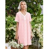 image:imageEkouaer Nightgowns for Women Cotton Night Gowns Short Sleeve Moo Moos Button House Dress V Neck Sleepshirts Soft SleepwearLittle Flowers Pink