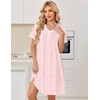 image:imageEkouaer Nightgowns for Women Cotton Night Gowns Short Sleeve Moo Moos Button House Dress V Neck Sleepshirts Soft SleepwearLittle Flowers Pink