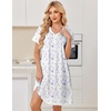image:imageEkouaer Nightgowns for Women Cotton Night Gowns Short Sleeve Moo Moos Button House Dress V Neck Sleepshirts Soft SleepwearLittle Flowers White