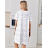 image:imageEkouaer Nightgowns for Women Cotton Night Gowns Short Sleeve Moo Moos Button House Dress V Neck Sleepshirts Soft SleepwearLittle Flowers White