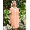 image:imageEkouaer Nightgowns for Women Cotton Night Gowns Short Sleeve Moo Moos Button House Dress V Neck Sleepshirts Soft SleepwearPink