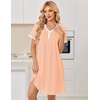 image:imageEkouaer Nightgowns for Women Cotton Night Gowns Short Sleeve Moo Moos Button House Dress V Neck Sleepshirts Soft SleepwearPink