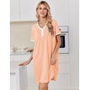 image:imageEkouaer Nightgowns for Women Cotton Night Gowns Short Sleeve Moo Moos Button House Dress V Neck Sleepshirts Soft SleepwearPink