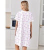 image:imageEkouaer Nightgowns for Women Cotton Night Gowns Short Sleeve Moo Moos Button House Dress V Neck Sleepshirts Soft SleepwearPink Flowers White