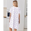 image:imageEkouaer Nightgowns for Women Cotton Night Gowns Short Sleeve Moo Moos Button House Dress V Neck Sleepshirts Soft SleepwearPurple Flowers White