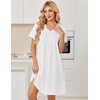 image:imageEkouaer Nightgowns for Women Cotton Night Gowns Short Sleeve Moo Moos Button House Dress V Neck Sleepshirts Soft SleepwearWhite