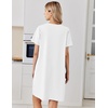 image:imageEkouaer Nightgowns for Women Cotton Night Gowns Short Sleeve Moo Moos Button House Dress V Neck Sleepshirts Soft SleepwearWhite
