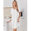image:imageEkouaer Nightgowns for Women Cotton Night Gowns Short Sleeve Moo Moos Button House Dress V Neck Sleepshirts Soft SleepwearWhite