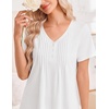 image:imageEkouaer Nightgowns for Women Cotton Night Gowns Short Sleeve Moo Moos Button House Dress V Neck Sleepshirts Soft SleepwearWhite