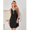 image:imageEkouaer Nightgowns for Women Cotton Night Gowns Tank Night Shirts Sleeveless Sleep Dress Button Sleep Shirts Henley SleepwearBlack