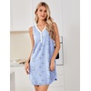 image:imageEkouaer Nightgowns for Women Cotton Night Gowns Tank Night Shirts Sleeveless Sleep Dress Button Sleep Shirts Henley SleepwearBlue Floral