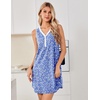 image:imageEkouaer Nightgowns for Women Cotton Night Gowns Tank Night Shirts Sleeveless Sleep Dress Button Sleep Shirts Henley SleepwearBlue Flowers