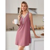 image:imageEkouaer Nightgowns for Women Cotton Night Gowns Tank Night Shirts Sleeveless Sleep Dress Button Sleep Shirts Henley SleepwearGray Purple Red