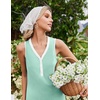 image:imageEkouaer Nightgowns for Women Cotton Night Gowns Tank Night Shirts Sleeveless Sleep Dress Button Sleep Shirts Henley SleepwearLight Green