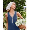 image:imageEkouaer Nightgowns for Women Cotton Night Gowns Tank Night Shirts Sleeveless Sleep Dress Button Sleep Shirts Henley SleepwearNavy