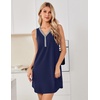 image:imageEkouaer Nightgowns for Women Cotton Night Gowns Tank Night Shirts Sleeveless Sleep Dress Button Sleep Shirts Henley SleepwearNavy Blue
