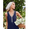 image:imageEkouaer Nightgowns for Women Cotton Night Gowns Tank Night Shirts Sleeveless Sleep Dress Button Sleep Shirts Henley SleepwearNavy Blue