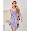 image:imageEkouaer Nightgowns for Women Cotton Night Gowns Tank Night Shirts Sleeveless Sleep Dress Button Sleep Shirts Henley SleepwearPurple Floral