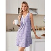 image:imageEkouaer Nightgowns for Women Cotton Night Gowns Tank Night Shirts Sleeveless Sleep Dress Button Sleep Shirts Henley SleepwearPurple Floral