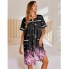 image:imageEkouaer Nightgowns for Women House Dress with Pockets Snap Front House Coat Short Sleeve Duster Moo Moos Sleepwear S3XLBlack Pink Sakura