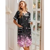 image:imageEkouaer Nightgowns for Women House Dress with Pockets Snap Front House Coat Short Sleeve Duster Moo Moos Sleepwear S3XLBlack Pink Sakura