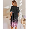 image:imageEkouaer Nightgowns for Women House Dress with Pockets Snap Front House Coat Short Sleeve Duster Moo Moos Sleepwear S3XLBlack Pink Sakura