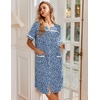 image:imageEkouaer Nightgowns for Women House Dress with Pockets Snap Front House Coat Short Sleeve Duster Moo Moos Sleepwear S3XLBlue Floral