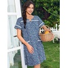 image:imageEkouaer Nightgowns for Women House Dress with Pockets Snap Front House Coat Short Sleeve Duster Moo Moos Sleepwear S3XLBlue Floral