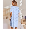 image:imageEkouaer Nightgowns for Women House Dress with Pockets Snap Front House Coat Short Sleeve Duster Moo Moos Sleepwear S3XLBlue Flowers