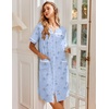 image:imageEkouaer Nightgowns for Women House Dress with Pockets Snap Front House Coat Short Sleeve Duster Moo Moos Sleepwear S3XLBlue Flowers