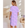 image:imageEkouaer Nightgowns for Women House Dress with Pockets Snap Front House Coat Short Sleeve Duster Moo Moos Sleepwear S3XLFloral Purple