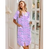 image:imageEkouaer Nightgowns for Women House Dress with Pockets Snap Front House Coat Short Sleeve Duster Moo Moos Sleepwear S3XLFloral Purple