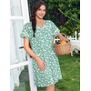 image:imageEkouaer Nightgowns for Women House Dress with Pockets Snap Front House Coat Short Sleeve Duster Moo Moos Sleepwear S3XLFloral White