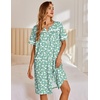 image:imageEkouaer Nightgowns for Women House Dress with Pockets Snap Front House Coat Short Sleeve Duster Moo Moos Sleepwear S3XLFloral White