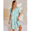 image:imageEkouaer Nightgowns for Women House Dress with Pockets Snap Front House Coat Short Sleeve Duster Moo Moos Sleepwear S3XLGreen Floral