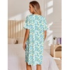 image:imageEkouaer Nightgowns for Women House Dress with Pockets Snap Front House Coat Short Sleeve Duster Moo Moos Sleepwear S3XLGreen Floral