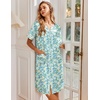 image:imageEkouaer Nightgowns for Women House Dress with Pockets Snap Front House Coat Short Sleeve Duster Moo Moos Sleepwear S3XLGreen Floral