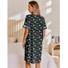 image:imageEkouaer Nightgowns for Women House Dress with Pockets Snap Front House Coat Short Sleeve Duster Moo Moos Sleepwear S3XLNavy Flowers