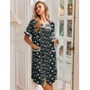 image:imageEkouaer Nightgowns for Women House Dress with Pockets Snap Front House Coat Short Sleeve Duster Moo Moos Sleepwear S3XLNavy Flowers
