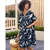 image:imageEkouaer Nightgowns for Women House Dress with Pockets Snap Front House Coat Short Sleeve Duster Moo Moos Sleepwear S3XLNavy Hawaiian Leaves
