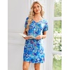 image:imageEkouaer Nightgowns for Women Short Sleeve House Dress with Pockets Pleated Soft Moomoo V Neck SleepwearAqua Multi