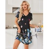 image:imageEkouaer Nightgowns for Women Short Sleeve House Dress with Pockets Pleated Soft Moomoo V Neck SleepwearBlack Butterfly Foral