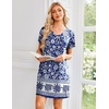 image:imageEkouaer Nightgowns for Women Short Sleeve House Dress with Pockets Pleated Soft Moomoo V Neck SleepwearBlue Bohemian Flowers