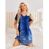 image:imageEkouaer Nightgowns for Women Short Sleeve House Dress with Pockets Pleated Soft Moomoo V Neck SleepwearBlue Ethnic Flower