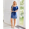 image:imageEkouaer Nightgowns for Women Short Sleeve House Dress with Pockets Pleated Soft Moomoo V Neck SleepwearBlue Ethnic Flower