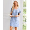 image:imageEkouaer Nightgowns for Women Short Sleeve House Dress with Pockets Pleated Soft Moomoo V Neck SleepwearBlue Flowers