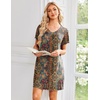 image:imageEkouaer Nightgowns for Women Short Sleeve House Dress with Pockets Pleated Soft Moomoo V Neck SleepwearBrown Ethnic Floral