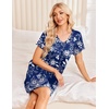 image:imageEkouaer Nightgowns for Women Short Sleeve House Dress with Pockets Pleated Soft Moomoo V Neck SleepwearEvening Blue Vines