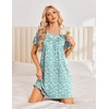 image:imageEkouaer Nightgowns for Women Short Sleeve House Dress with Pockets Pleated Soft Moomoo V Neck SleepwearGreen Floral